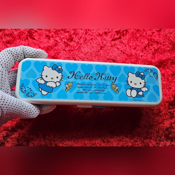 Box Case Pencil Pen Hello Kitty Sanrio 1998 Blue - Picture 4 of 12